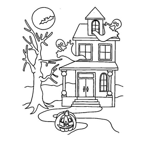 printable haunted house coloring pages  kids