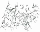 Coloring Pages Lion Witch Wardrobe Mountains Landscape Adults Printable Landforms Mountain Fantasy Adult Kids Village Difficult Night Nature Color Landscapes sketch template