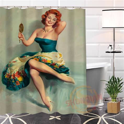 Pin Up Girl Shower Curtain 2018 Hot Vintage Chic Beauty