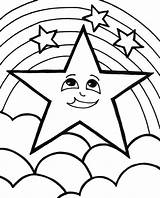 Coloring Pages Star Christmas Kids Printable Rainbow Sheets Clouds sketch template