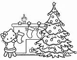 Christmas Coloring Hello Kitty Pages Tree Drawing Printable Cute Color Print Girls Trees Drawings Eve Presents Getdrawings Merry Steps Colouring sketch template