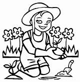 Ogrodzie Kolorowanki Prace Wiosenne Coloriage Dzieci Planting Wiosna Jardinage sketch template