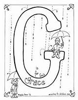 Grace Coloring Pages Bible God Alphabet Letter Children Gods Printable Kids Ministry Sheets Christian Colouring School Activities Sunday Easy Umbrella sketch template