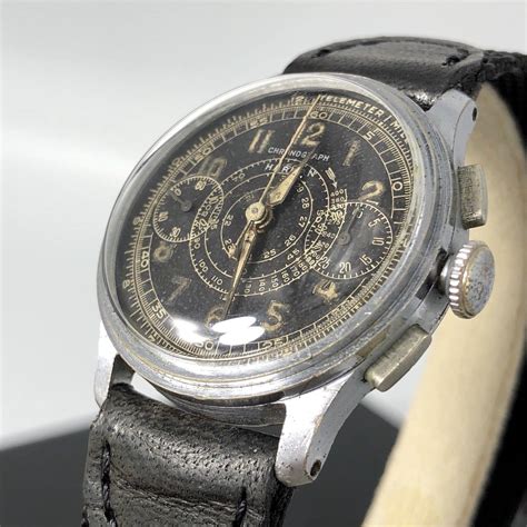 vintage rare harman  company chronograph military   valjoux cal  awadwatches
