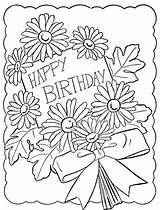 Coloring Birthday Happy Pages Flowers Adult Flower Card Color Kids Colouring Printable Mandala Sheets Cards Cake Mom Therapy Choose Board sketch template