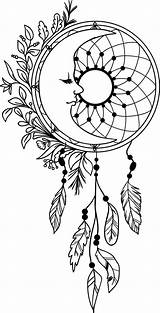 Dream Catcher Drawing Moon Dreamcatcher Tattoo Feathers Mandala Decal Catchers Henna sketch template