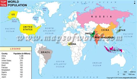 top 10 most populated countries in the world world maps