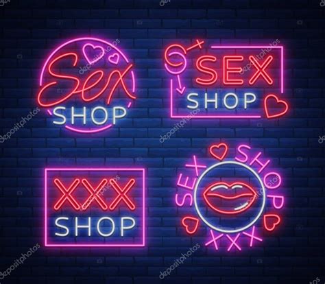 collection logo sex shop night sign in neon style neon