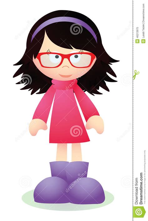 Cute Brunette Girl With Glasses Stock Illustration Illustration Of