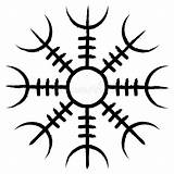 Awe Helm Mythology Vikings Pagan Heathen Algiz Odin Futhark Runes Aegishjalmur Vegvisir Illustrationer Vektorer sketch template