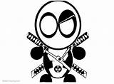 Deadpool Cartoon Coloring Pages Chibi Drawing Kids Printable sketch template