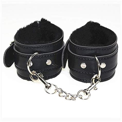 sm sex toys soft comfortable pu fur leather handcuffs wrist cuffs and