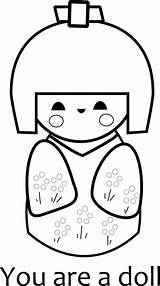 Doll Kokeshi Coloring Japanese Dolls Paper Pages Asian Printable Printables Party Crafts Quilts Kids Books Felt Colouring Choose Board Cards sketch template