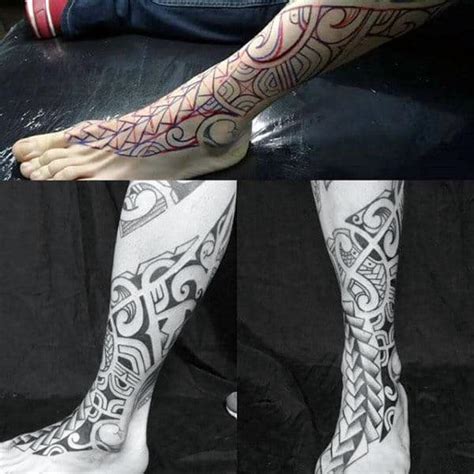 60 Tribal Leg Tattoos For Men Cool Cultural Design Ideas