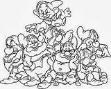 Snow Seven Coloring Pages Dwarfs Disney sketch template