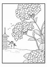 Coloring Hiroshige Flowers Cards Subject Asian Shop sketch template