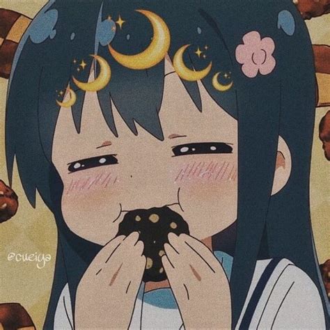 Manga Girl Eating A Cookie Satisfaction Is Printed On Her