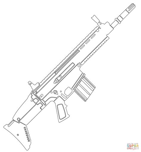 gambar fn scar assault rifle coloring page  printable pages click