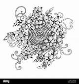 Mandalas Coloring Flowers Therapy Adult Stress Anti Illustration Floral Vector Drawn Hand Book Pattern Alamy Stock sketch template