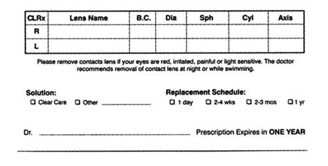 contact lens prescription template flyer template