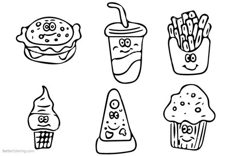 cute food coloring pages hand drawing  printable coloring pages