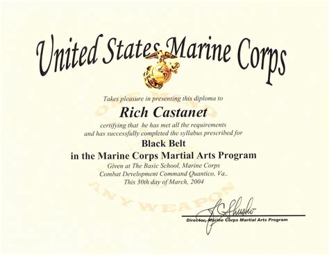 usmc mcmap certificate template fill  printable fillable  xxx