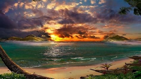 tropical island sunset wallpapers wallpaper cave