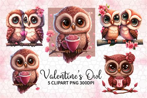 chibi owl valentines day clipart graphic  lq design creative fabrica