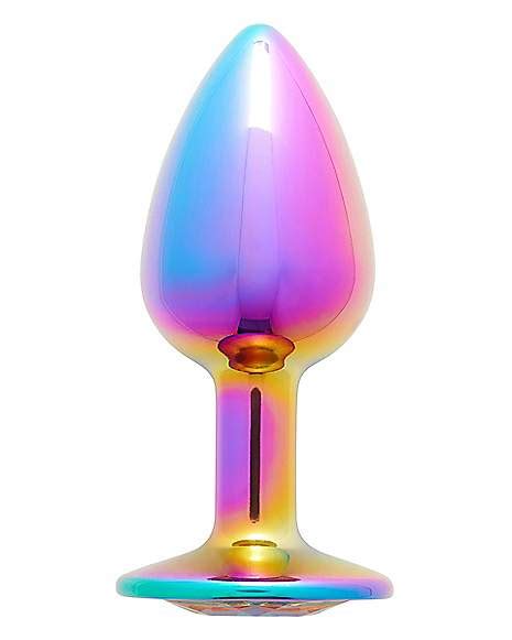 multicolor gem metal butt plug 2 7 inch spencer s