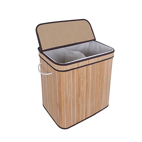 bamboo hamper  lid handle removable cloth maison handal