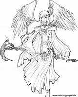 Angel Anime Coloring Death Pages Lineart Color Angels Printable Female Girl Tattoo Colouring Adult Book Dark Demons Template Drawing Sketch sketch template
