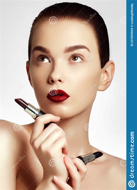 red lips beautiful lip makeup sensual open mouth with lipstick and