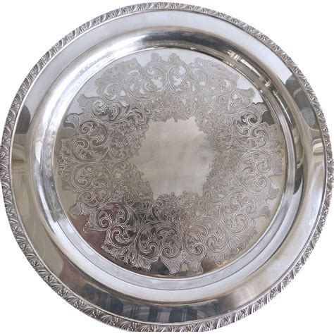 silverplate serving tray  wm  rogers berwick pattern  artgate  ruby lane