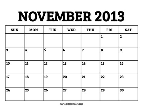 calendar november  printable  calendars