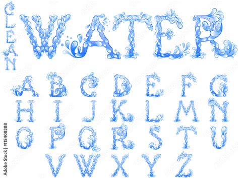 Water Splash Letters Font Stock Vector Adobe Stock
