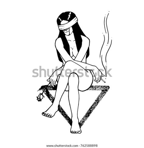 Sad Girl Sit Down On Triangle Stock Vector Royalty Free 762588898