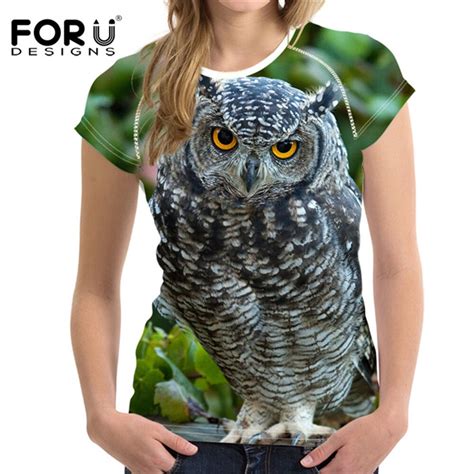 buy forudesigns 3d owl print women t shirt casual