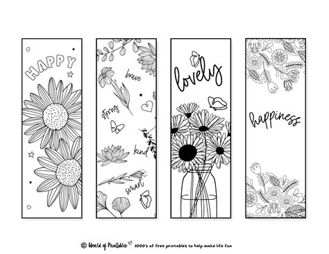 printable bookmarks  color   adults kids world  printables