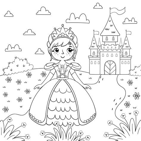 coloriage princesse  son chateau  imprimer
