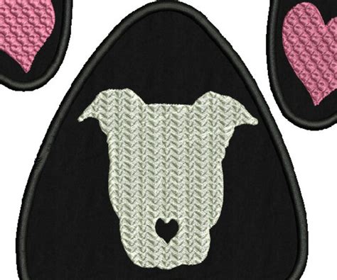 pitbull paw print machine embroidery applique sizes etsy