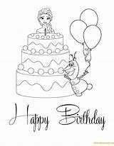 Elsa Happy Cake Olaf Birthday Pages Coloring Color Online Printable sketch template
