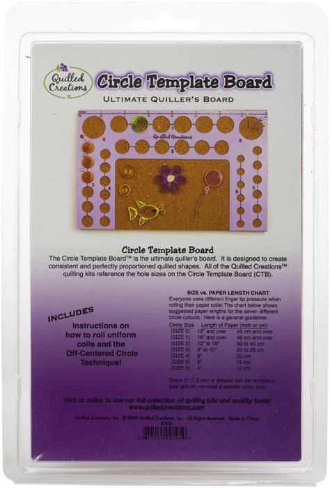 quilling circle template board
