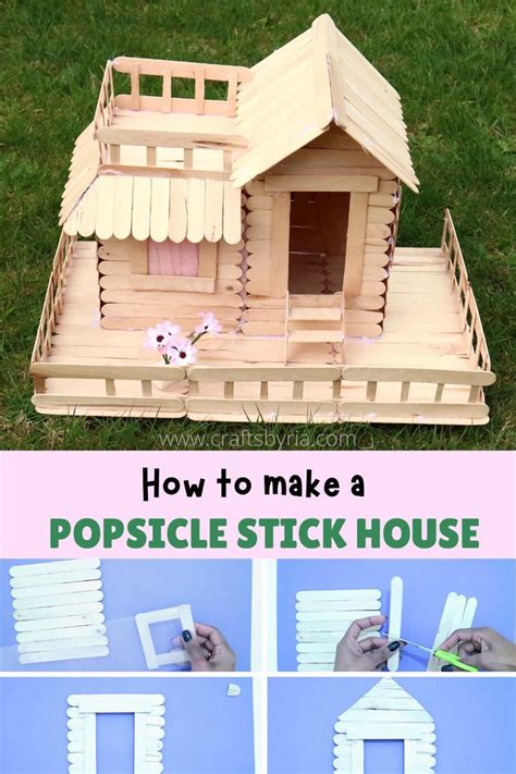 popsicle stick house easy step  step tutorial   popsicle stick houses popsicle