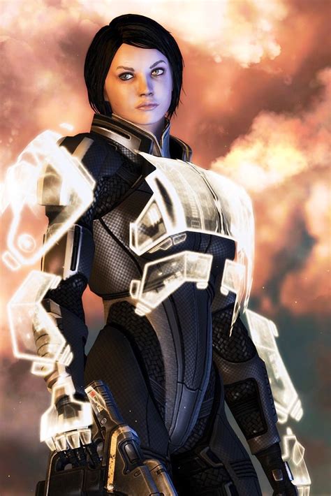 badass armor mass effect universe female cyborg mass effect