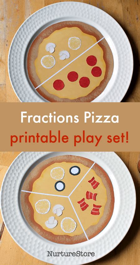 pizza fractions printable play set  imaginary math play
