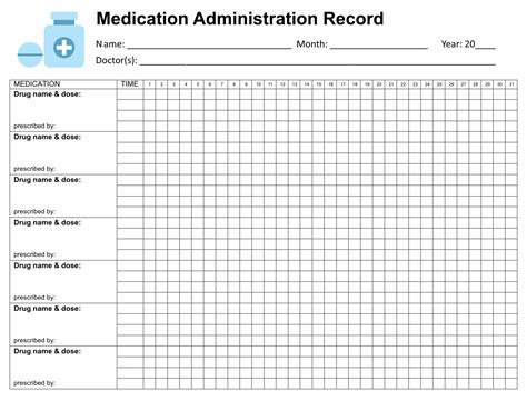 printable medication administration record form printable forms