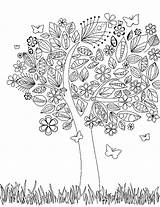 Tree Coloring Pages Butterflies Flowers Flower sketch template