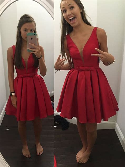 simple deep v neck sexy homecoming dresses off the