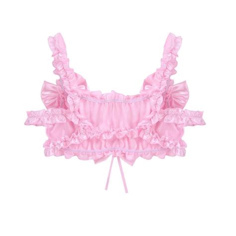 adult sissy pink satin ruffle bra men women dress up panties backless lingerie ebay