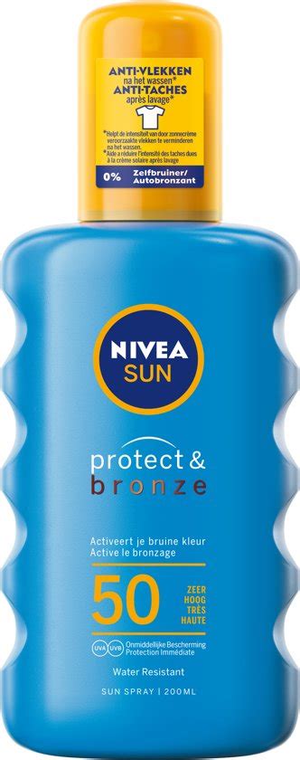 bolcom nivea sun zonnebrand protect bronze zonnebrandspray spf   ml